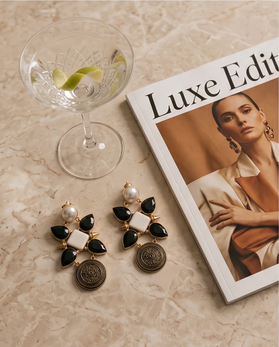 Vintage Bloom Statement Earrings - Image 3